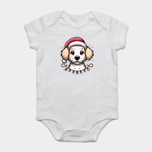 Adorable Dog Christmas Lights Santa Hat Baby Bodysuit